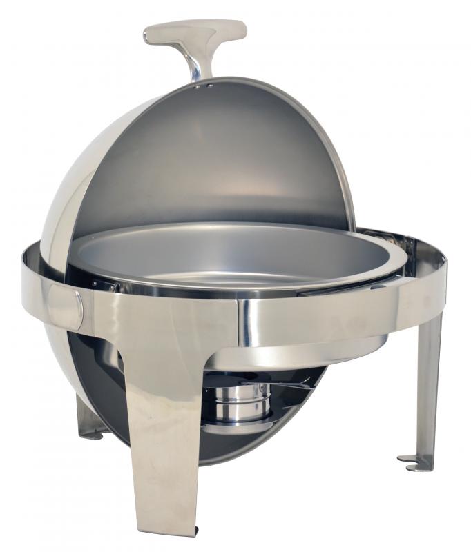 6 QT / 5.6 L Stainless Steel Round Chafing with Roll Top Lid